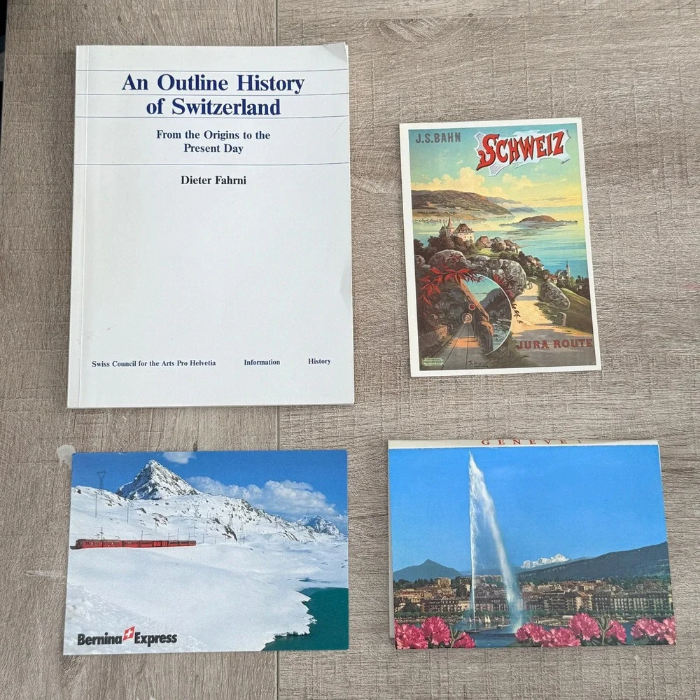 Switzerland Travel Booklet & Postcard Lot Bernina Express Geneva Swiss Souvenir